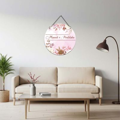 Personalized Couple Name Floral Name Plate For Home Entrance  Ideal Griha Pravesh & Festive Gifting | New Home Wall Decoration   Anniversary & Birthday Decor Items